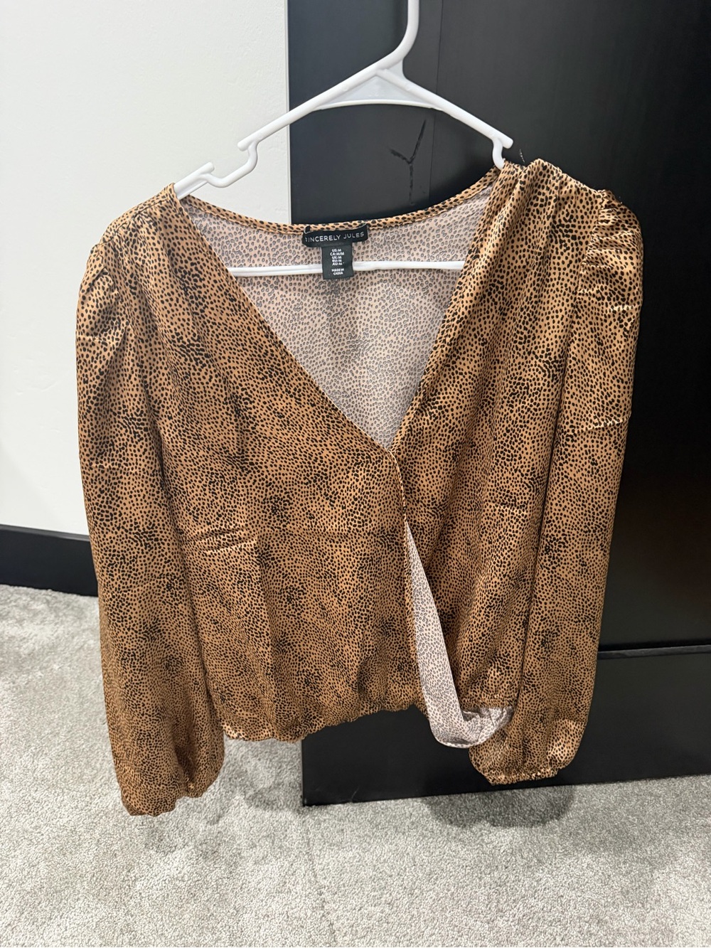 Sincerly Jules Brown Speckled Wrap Blouse